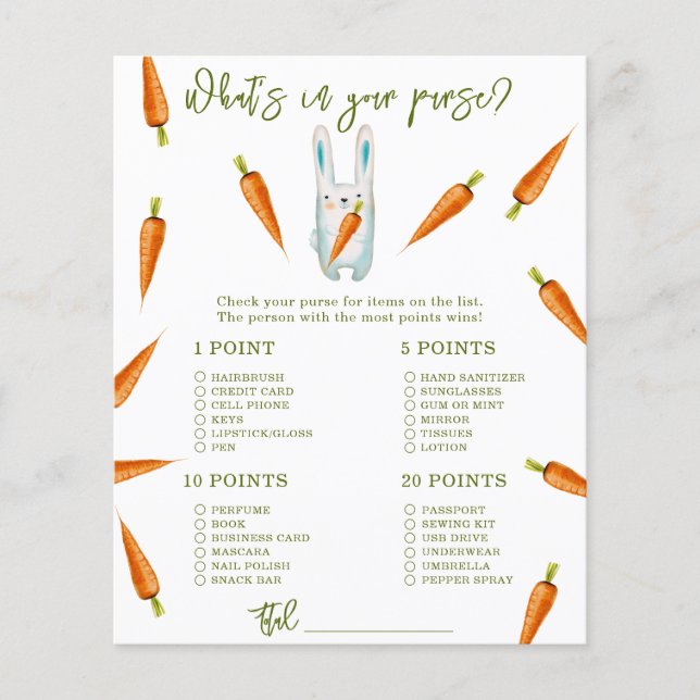 Bunny - Whats in your purse baby shower (Front)