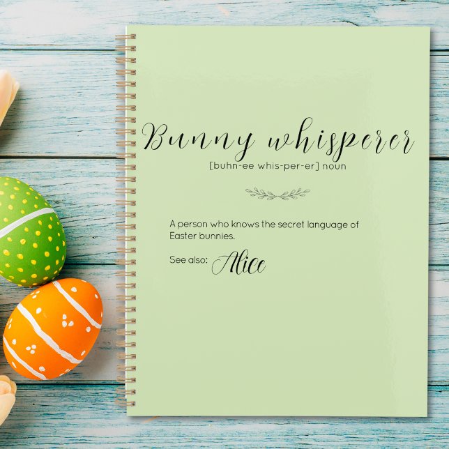 Bunny Whisperer Personalised Lime Cream Easter  Planner (Bunny Whisperer Personalized Lime Cream Easter Planner)
