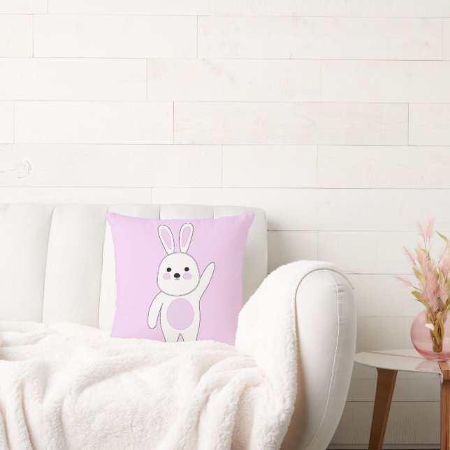 Bunny. White and pink. Cushion (Couch)