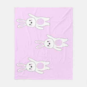 Bunny. White and pink. Fleece Blanket
