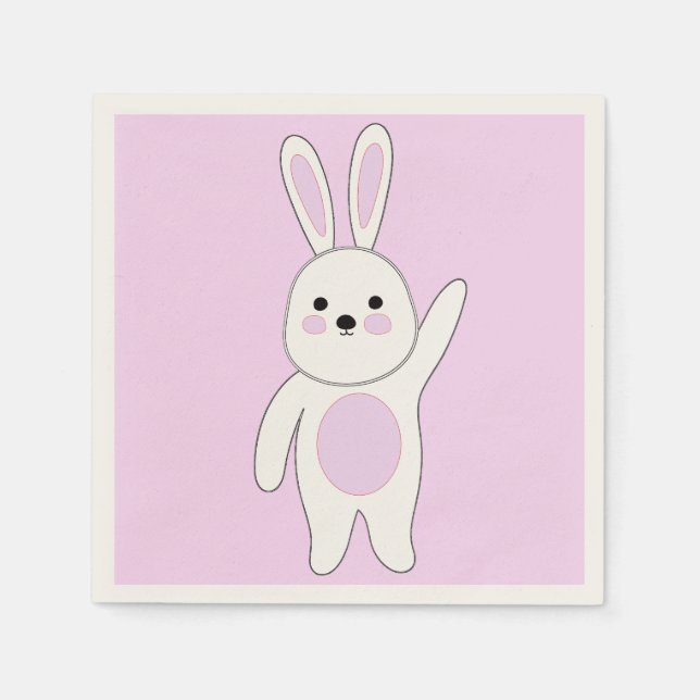 Bunny. White and pink Napkin (Front)