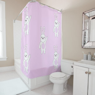 Bunny. White and pink Shower Curtain