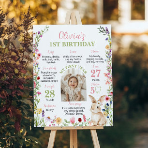 Bunny Wildflower First Year Photo Milestone Poster