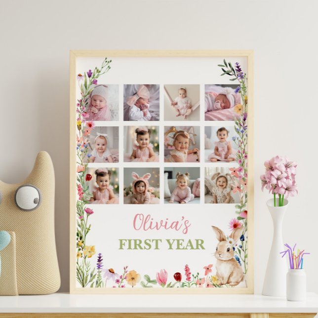 Bunny Wildflower First Year Photo Milestone Sign (Creator Uploaded)