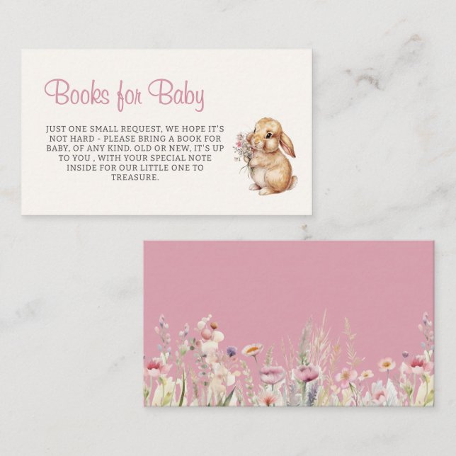 Bunny Wildflowers Pastel Books For Baby Enclosure Card (Front/Back)