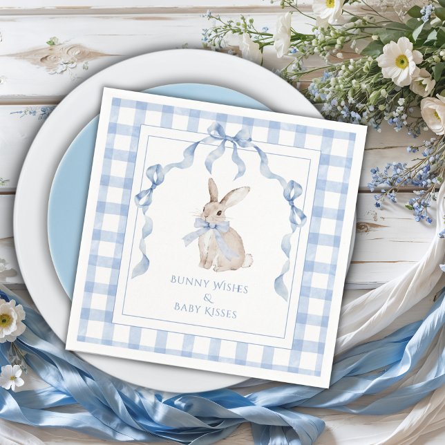 Bunny Wishes & Baby Kisses Baby Shower Napkin (Creator Uploaded)