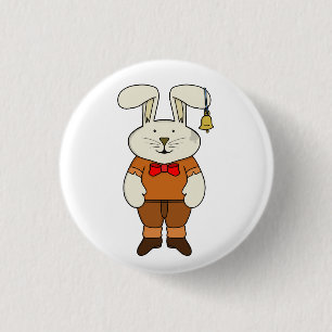 Bunny with a bell in his ear 3 cm round badge