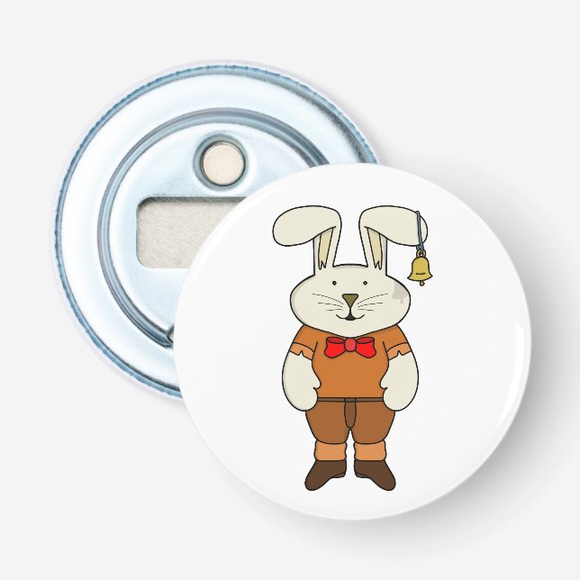 Bunny with a bell in his ear bottle opener (Front)