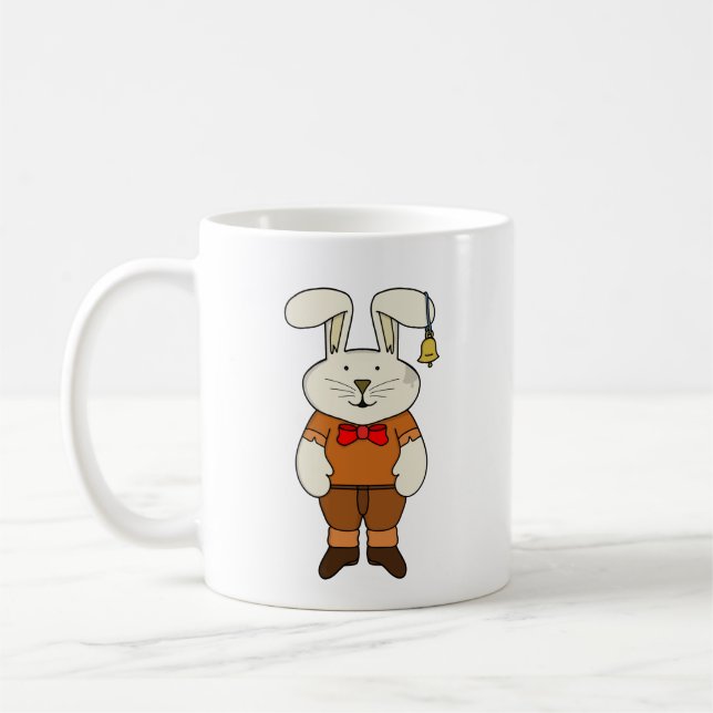 Bunny with a bell in his ear coffee mug (Left)