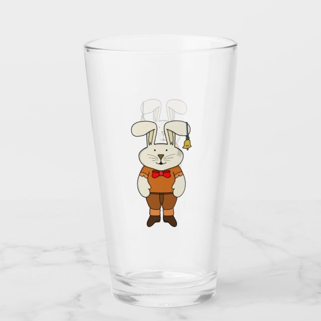 Bunny with a bell in his ear glass (Front)