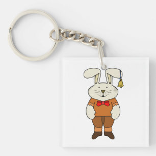 Bunny with a bell in his ear key ring