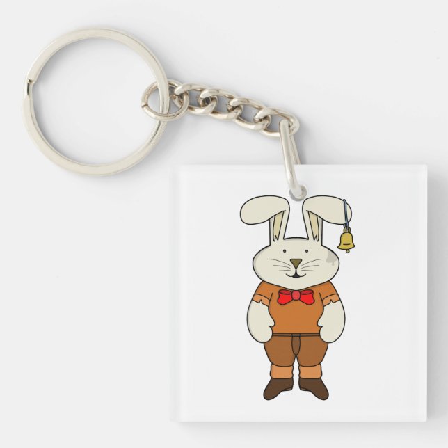 Bunny with a bell in his ear key ring (Front)