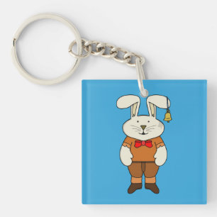 Bunny with a bell in his ear key ring