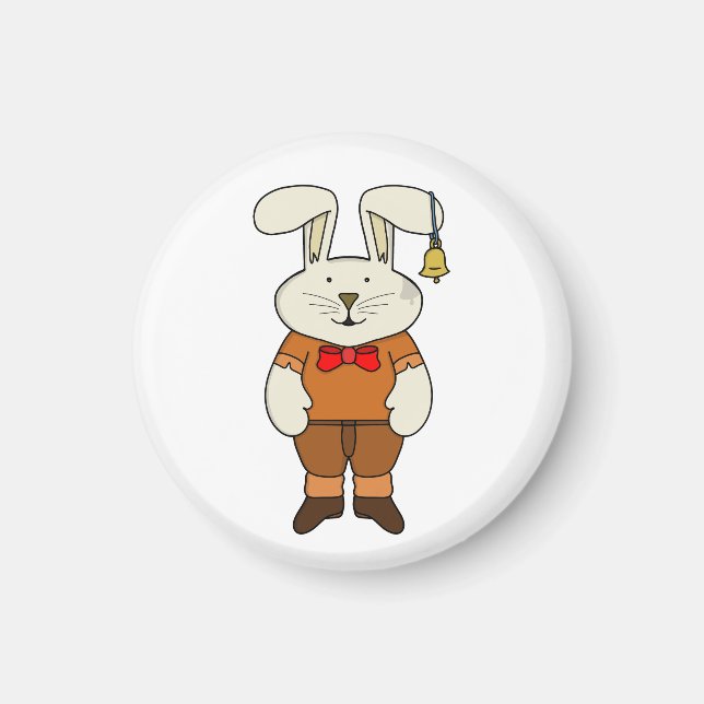 Bunny with a bell in his ear magnet (Front)