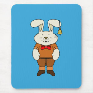 Bunny with a bell in his ear mouse mat