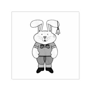Bunny with a bell in his ear self-inking stamp