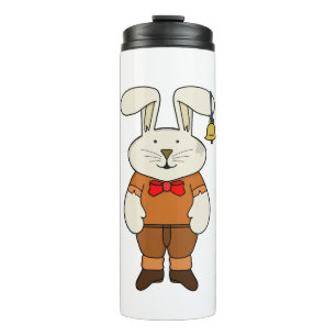 Bunny with a bell in his ear thermal tumbler
