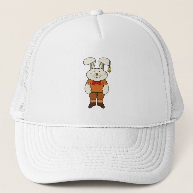 Bunny with a bell in his ear trucker hat (Front)
