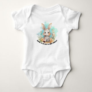 BUNNY WITH A BOBA TEA ,QUOTE BABY BODYSUIT