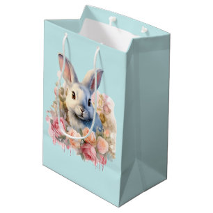 Bunny with a Garland of Roses Cute Medium Gift Bag