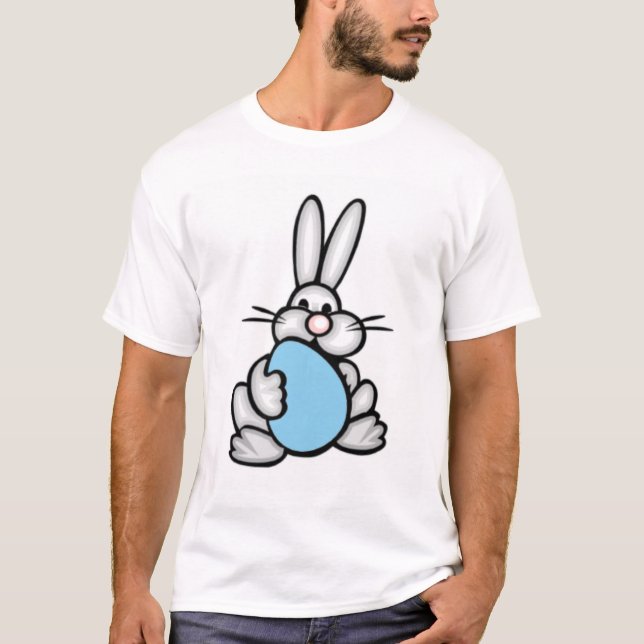 Bunny with Baby Blue Egg T-Shirt (Front)