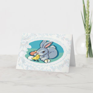 Bunny With Baby Chick Easter Card
