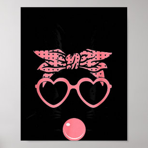 Bunny with bandana heart glasses bubblegum easter poster