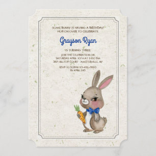 Bunny With Blue Bow Invitation