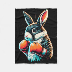 Bunny With Boxing Gloves Fleece Blanket