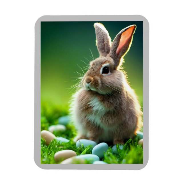 Bunny with Candy in the Spring Magnet (Vertical)