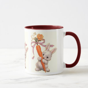 Bunny with Carrot and Rose Mug