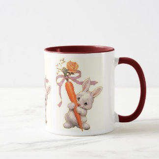 Bunny with Carrot and Rose Mug
