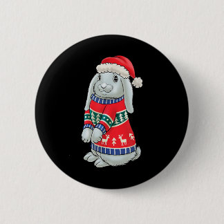 Bunny With Christmas Sweater Xmas Rabbit Christmas 6 Cm Round Badge