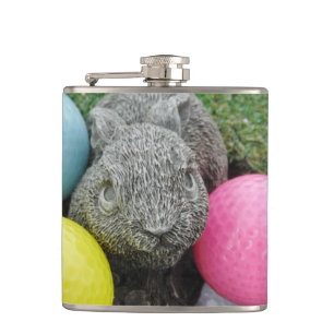 Bunny with coloured golf balls hip flask