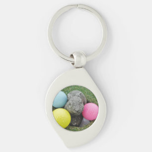 Bunny with coloured golf balls key ring