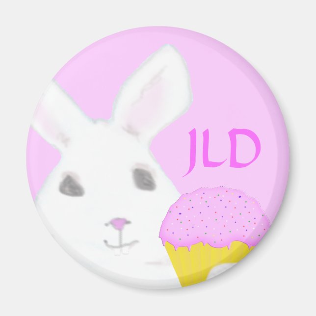 Bunny with Cup Cake Magnet (Front)