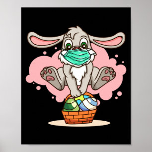Bunny With Easter Egg Basket Face Mask For Boys Poster