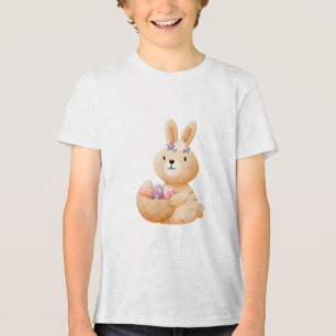 Bunny with Easter Egg Basket Tri-Blend Shirt