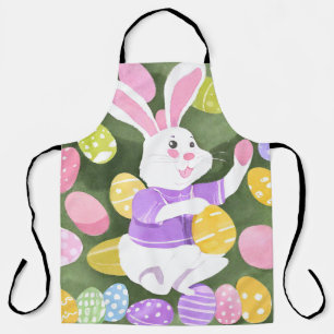 bunny with easter eggs apron
