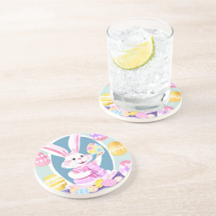 bunny with easter eggs coaster