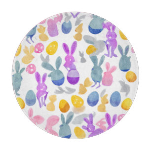 bunny with easter eggs cutting board