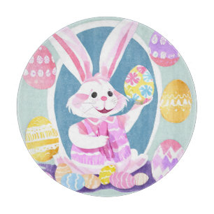 bunny with easter eggs cutting board