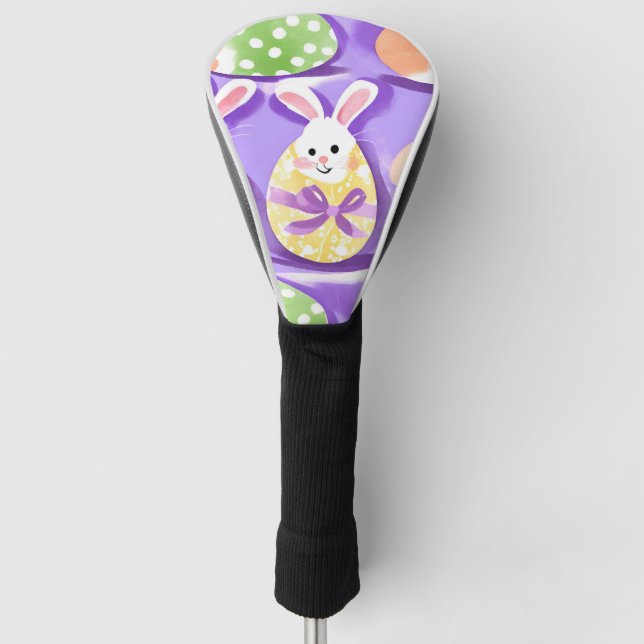 bunny with easter eggs golf head cover (Front)