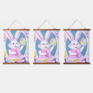 bunny with easter eggs hanging tapestry