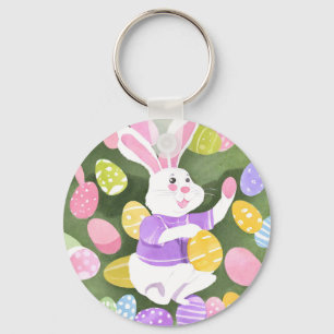 bunny with easter eggs key ring