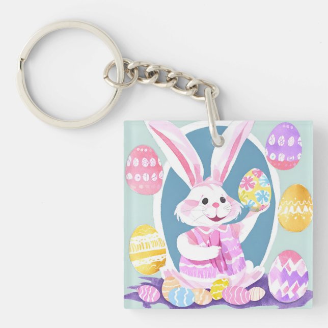 bunny with easter eggs key ring (Front)