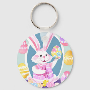 bunny with easter eggs key ring
