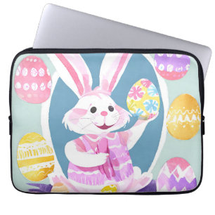 bunny with easter eggs laptop sleeve