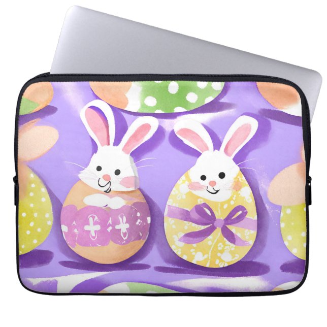 bunny with easter eggs laptop sleeve (Front)
