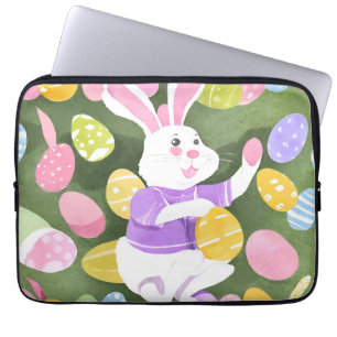bunny with easter eggs laptop sleeve